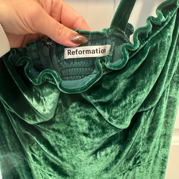 Reformation Antoinette velvet dress green - Picture 5 of 6
